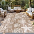 thumbnail image 2 of Brown Coastal Outdoor Rug for Patio/Deck/Porch, Non-Slip Large Area Rug 5 x 7 Ft, Summer Beach Nautical Starfish Coral Vintage Indoor Outdoor Rugs Washable Area Rugs, Camping Rug Carpet Runner, 2 of 8