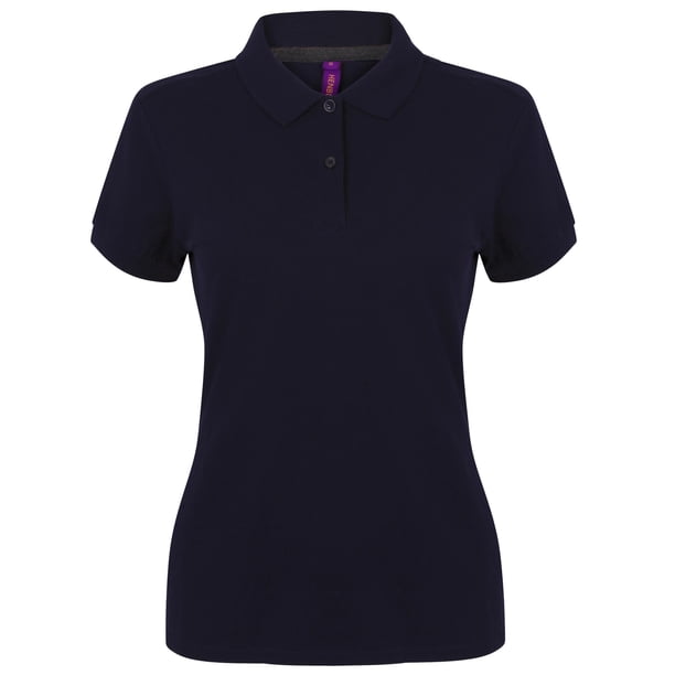 Henbury - Polo de manga corta de micro-fibra para mujer (Azul marino)