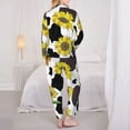 thumbnail image 5 of Kll Black Cow Print Print Women'S Long Sleeve Pajamas With Pants Sleepwear Loungewear 2 Set-Small, 5 of 9