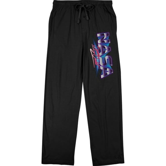 NASA 80s Space Cadet Men's Black Drawstring Sleep Pajama Pants -Medium