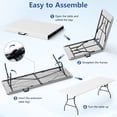 thumbnail image 5 of HaiCube 8 Foot Plastic Folding Table Portable Heavy Duty Rectangular Table with Carry Handle, Indoor Outdoor for Camping Picnic Party Dining, White, 5 of 9