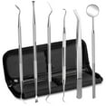 thumbnail image 1 of LNGOOR Professional Dental Tools Kit 6 Pcs Teeth Cleaning Tools Set Oral Care Kit with Tooth Pick, Dental Mirror, Tartar Scraper, Dental Probe, Dental Scaler, Dental Tweezer, 1 of 6