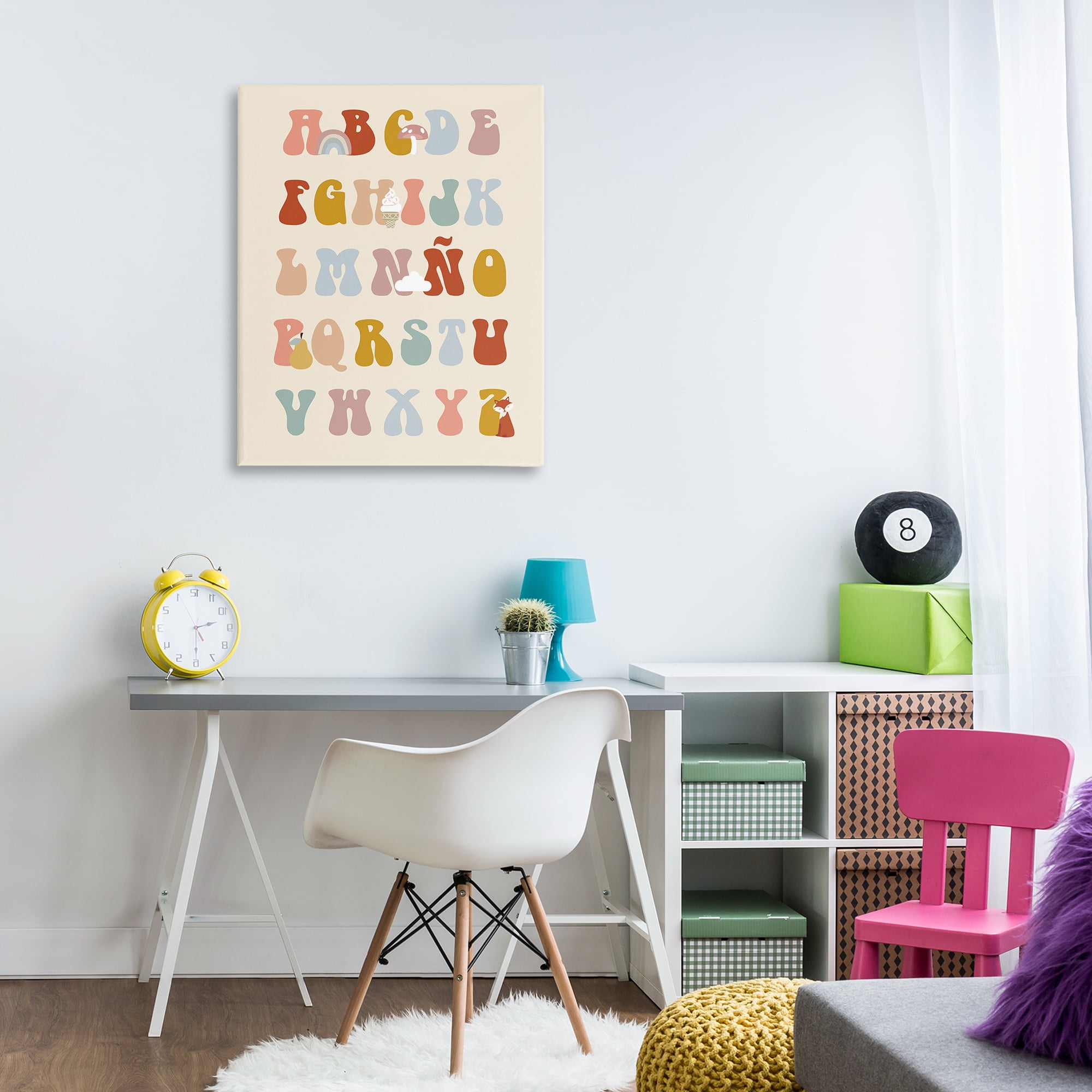 Stupell Industries Alfabeto Ilustrado Infantil Charts and Diagrams Painting Wrapped Canvas Art Print Wall Art, 30 x 40