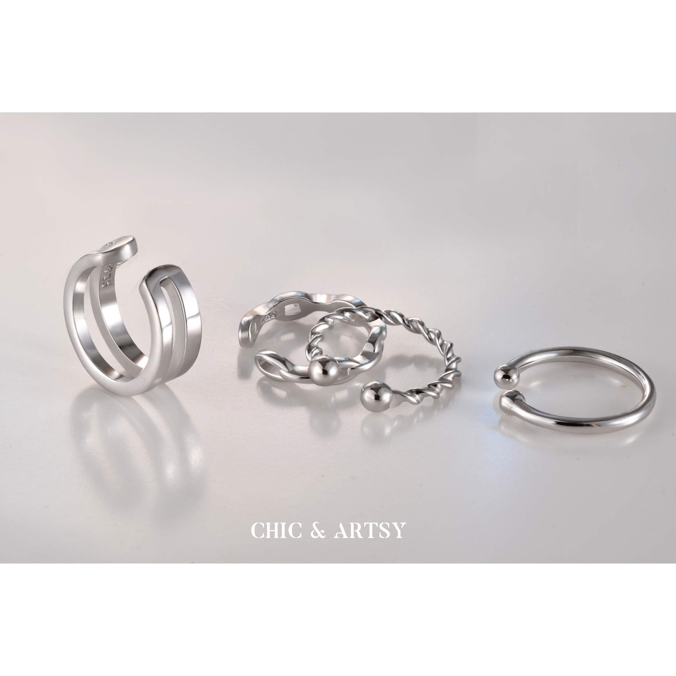 Chic & Artsy Cuff Earrings 925 Sterling Silver Ear Cuff Earrings Non-Piercing Fake Helix Cartilage Cuff Earrings