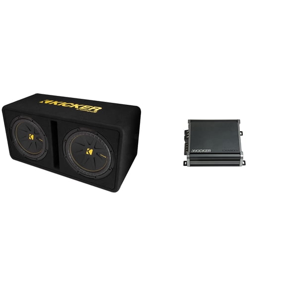 Kicker Dual 12 Inch Comp Bass Package 50DCWC122 with CXA8001 Amplifier