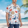 thumbnail image 3 of Sikiie Watercolor Nautical Print Men's Hawaiian Shirt, Summer Beach Button Pocket Short Sleeve T-Shirt,XX-Large, 3 of 7