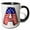 Black/White, variant on 3drose, Stars and Stripes Monogram Initial A, 11oz Two-tone Yellow Mug