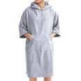 thumbnail image 1 of HBFAGFB Men's Pajamas Comfortable Drawstring Hooded Spa Robe Casual Homewear with Pocket Grey One Size, 1 of 4
