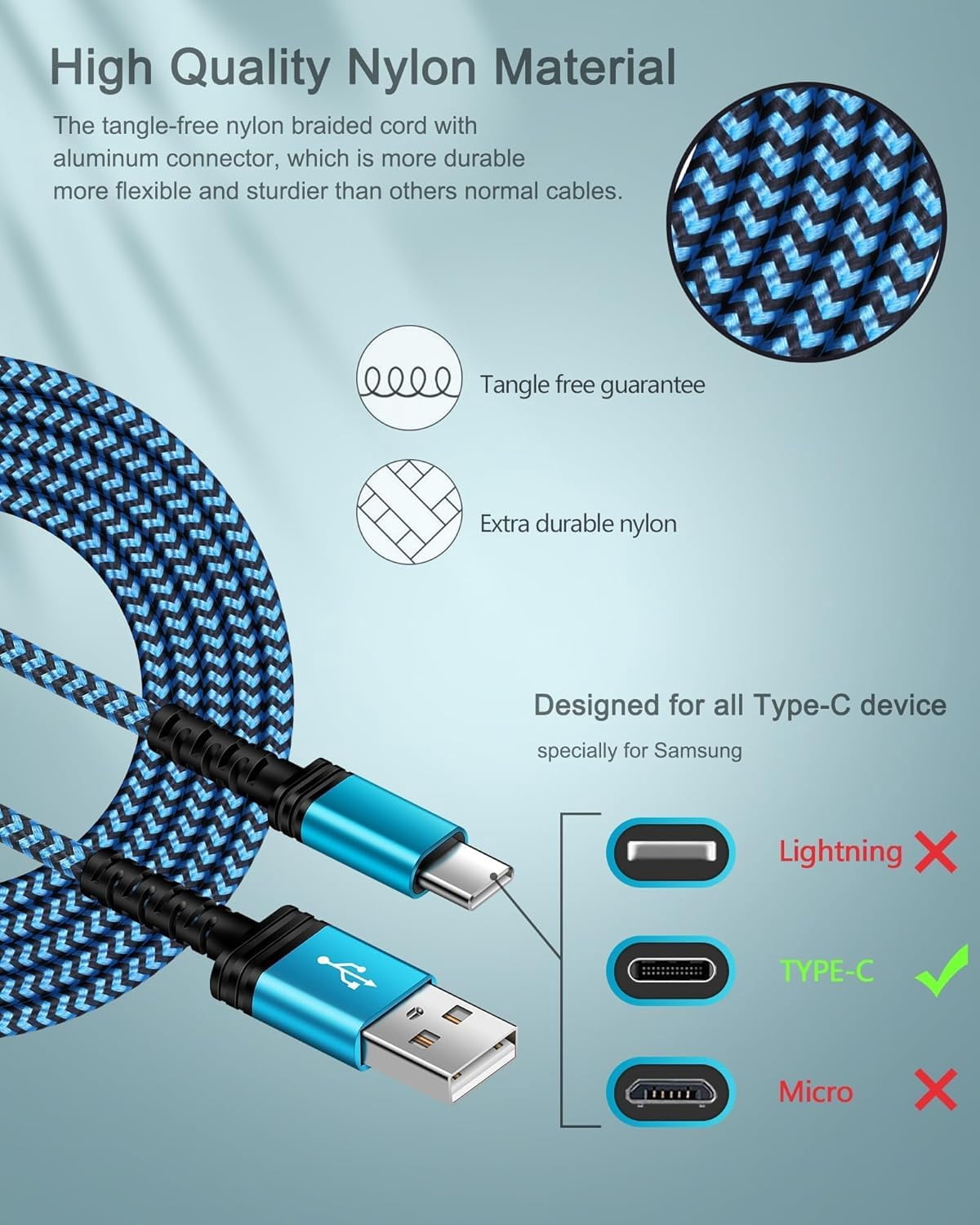 JJEAN-3Pack-3/6/10 FT USB C Charger Cable Fast Charging for iPhone 17e/17/16e/16/15 Pro/15 Pro Max/15 Plus, Android Samsung Galaxy S25 A15 5G A16 A17 S24 Ultra USBC Type-C Pixel 10 Pro, Auto Car Mult