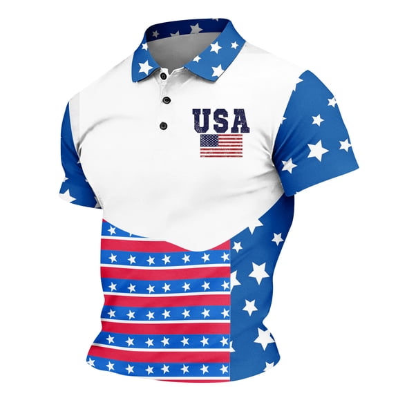 250th Anniversary Usa Shirt Men's 250th Anniversary National Flag Print Casual Waffle Fabric Polo Shirts Patriotic Shirts Tees