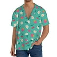 thumbnail image 3 of Vsdgher Cherry Strawberry Floral Print Men's Wrinkle Free Untucked Cuban Shirt Business Casual Button Down Shirts Short Sleeve Shirt, 3 of 7