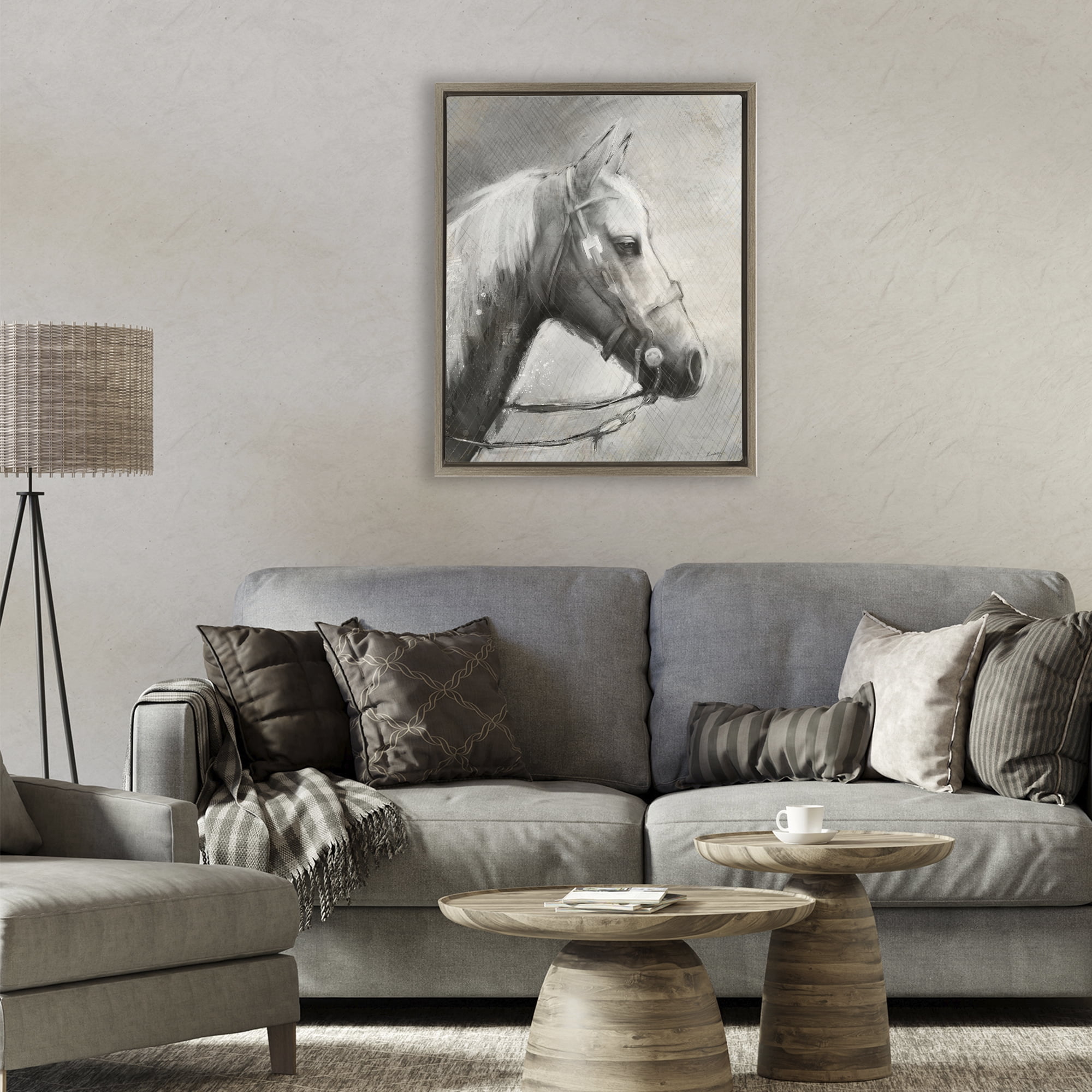 Stupell Industries Modern Ranch Horse Brown Framed Floater Canvas Wall Art, design by Chad Barrett