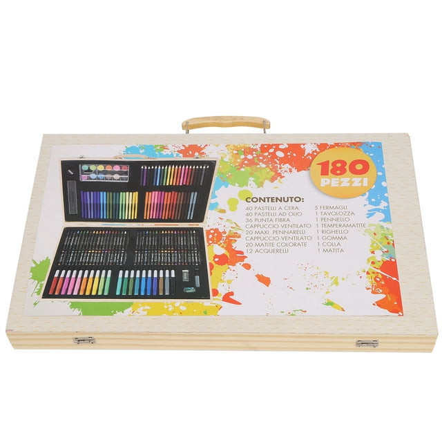 Kit de dibujo para niños, juego de pintura con caja de madera, lápiz de acuarela de plomo de Color Pastel al óleo