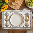 thumbnail image 4 of Boho Geometric Placemats Set of 6, Simple Farmhouse Nation Abstract Motifs Placemats for Dining Table, Place Mats for Kitchen Tabletop, Waterproof Wipeable Dining Table Mats Set, 4 of 9