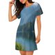 thumbnail image 2 of Balery Majestic Deer Mountain Lake Camisón de manga corta con cuello redondo para mujer, cómodo y elegante., 2 of 6
