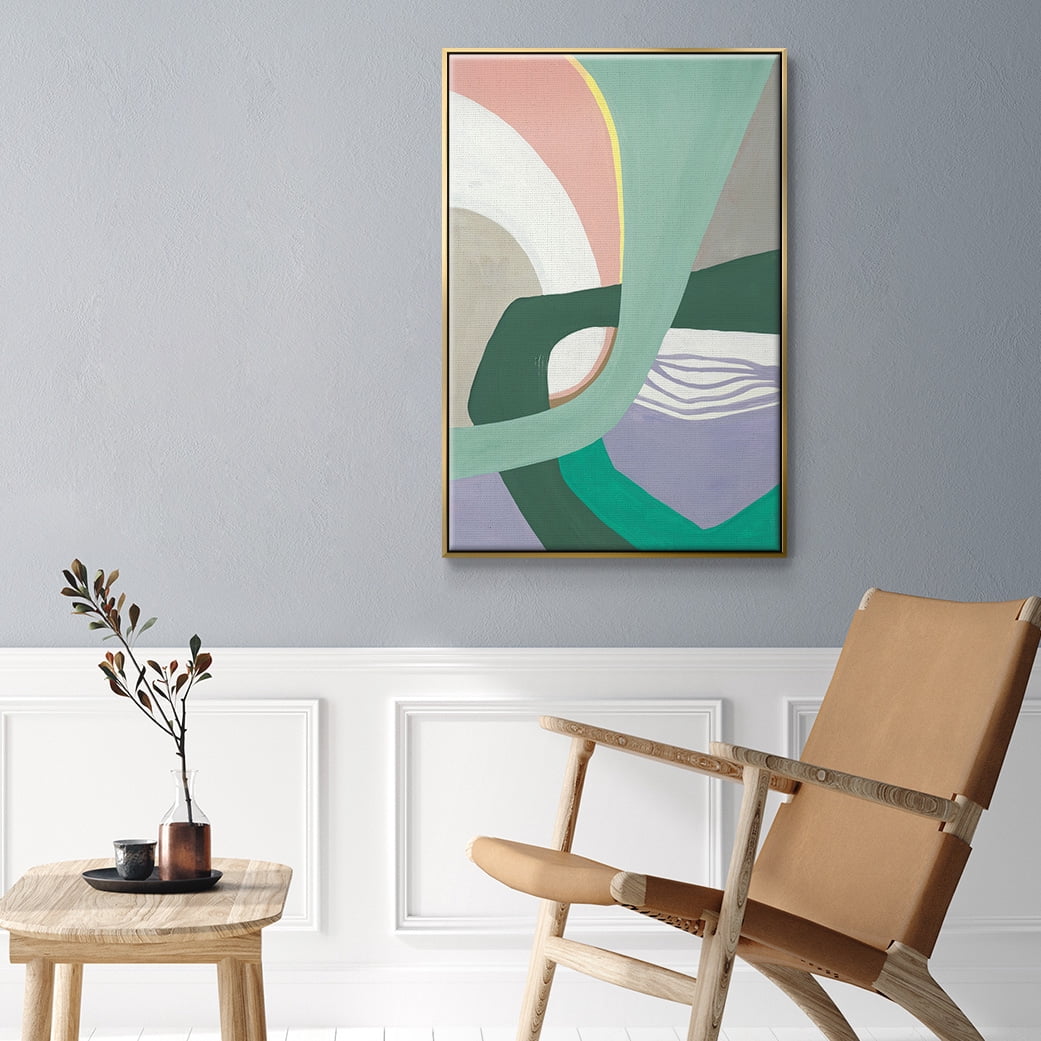 Merge Left Framed Premium Gallery Wrapped Canvas - Ready to Hang - 17 x 25 - Gold Floating Frame