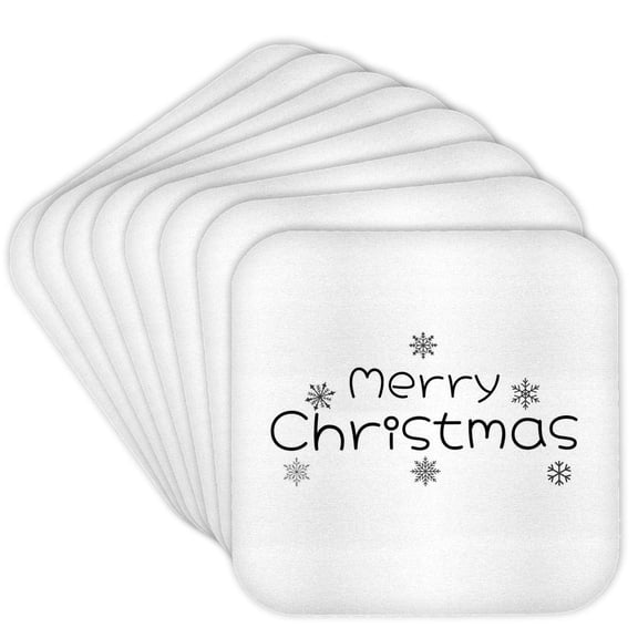 3drose, Merry Christmas with Snowflake Icon, Set of 8 Coasters - Cork