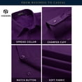 thumbnail image 4 of HISDERN Mens Dress Shirts Long Sleeve Button Down Shirt Casual Solid Formal Business Shirt Purple, 4 of 12
