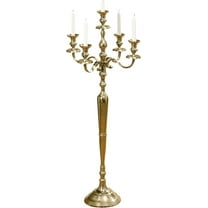Hamptons Tall Five Candle Candelabra, Hand Crafted of Gold Aluminum Nickel, 4 feet (47.25 Inches)