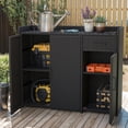 thumbnail image 2 of Craftian Rattan Wicker Patio Organizer Storage Cabinet with 2 Doors, Foldable Drawer, Weather-proof Rattan Bar Table, Storage Box - Black, 2 of 10