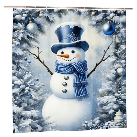 Remain Unique Snowman Winter Wonderland Polyester Shower Curtain for Home Bathroom Bath Tub Decoration 72x72 inch