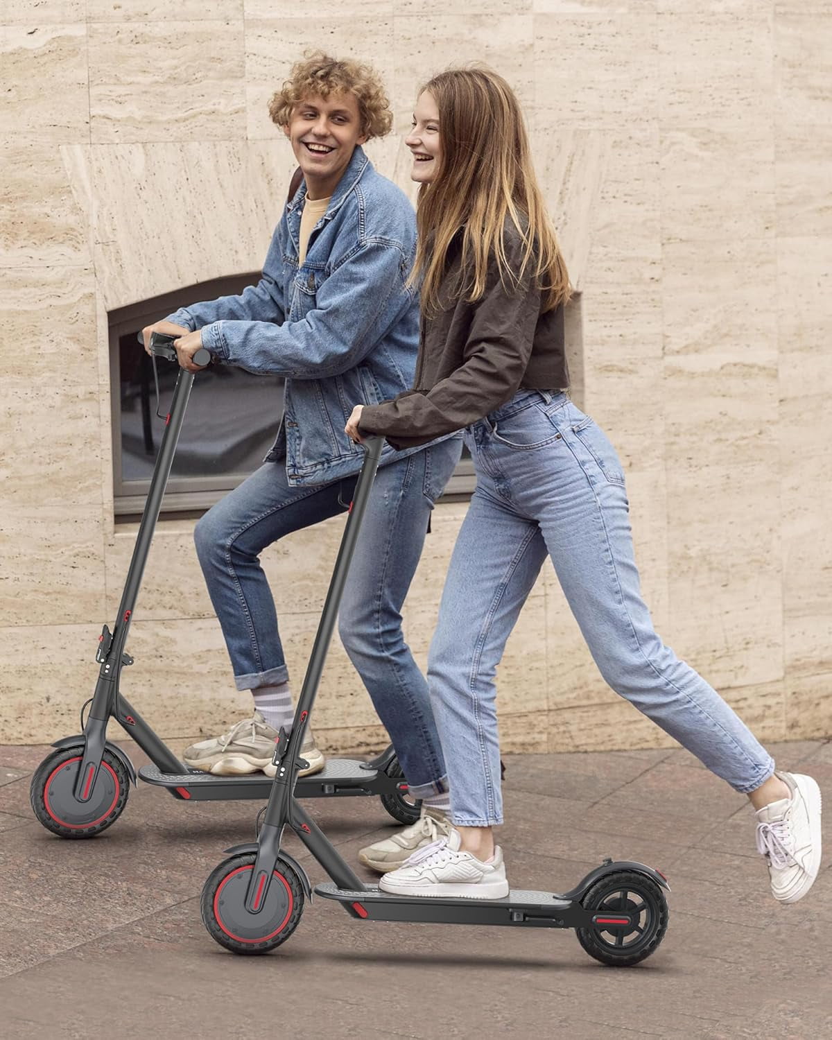 PORORO THES10 Electric Scooters for Adults, Max 19 Miles Range, with 8.5" Tires, 350W, 16MPH, Black