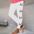 thumbnail image 2 of Feancey Valentine's Day Womens Leggings Soft Stretchy High Waistes Tummy Control Workout Pants Heart Print Scrunch Butt Lift Seamless Yoga Tights White M, 2 of 7