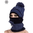 thumbnail image 5 of Luxtrada 2-in-1 Womens Men Winter Scarf Set Winter Hats for Women Warm Cute Fashionable Thickend Knitted Hat Scarf Face Cover Outdoor Winter Skiing Cap Blue, 5 of 6