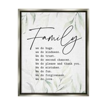 Stupell Industries Tender Family List Quote Botanical Plant Leaves Graphic Art Luster Gray Floating Framed Canvas Print Wall Art, Design by Lettered and Lined