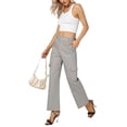 thumbnail image 2 of Yesfashion Cargo Pants Women Baggy Casual High Waisted Straight Leg Pants Loose Trousers with Pockets, 2 of 5