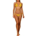 thumbnail image 1 of INSPIRAR CHIC Conjuntos de Bikini de Mujer con Halter y Lazo Lateral de 2 Piezas, Parte Inferior Triangular de Cintura Baja, Traje de Baño Básico en Amarillo Medio, 1 of 5