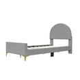 thumbnail image 2 of Imerelez Twin Size Upholstered Platform Bed with Easy Assembly, Classic Semi-circle Shaped Headboard, Metal Legs - Gray Velvet, 2 of 8