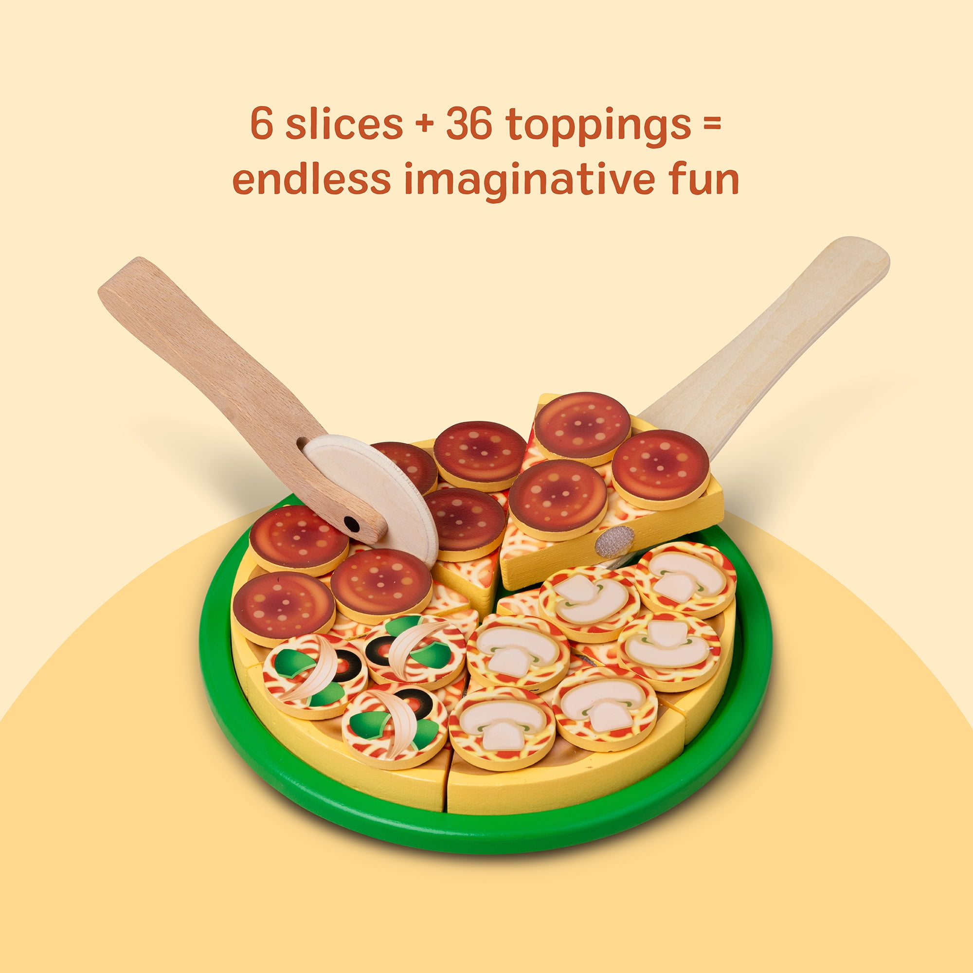 Free Shipping! Melissa & Doug Wooden Pizza Party Play Set with 36