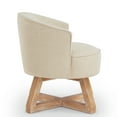thumbnail image 2 of Swivel Chair with Cross-Shaped Wooden Base,Lounge Chair with Solid Wood Legs,360°Freely Swivel Chair,Classic Linen Fabric for Living Room,Bedroom,Office,Dresser-Beige,Beige Linen Furniture Primary, 2 of 5