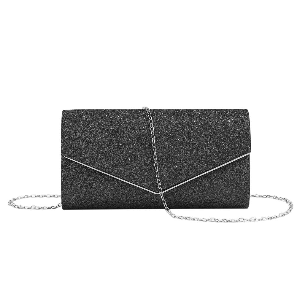 Yucurem Sequin Evening Clutch with Bling Chain Crossbody Bag for