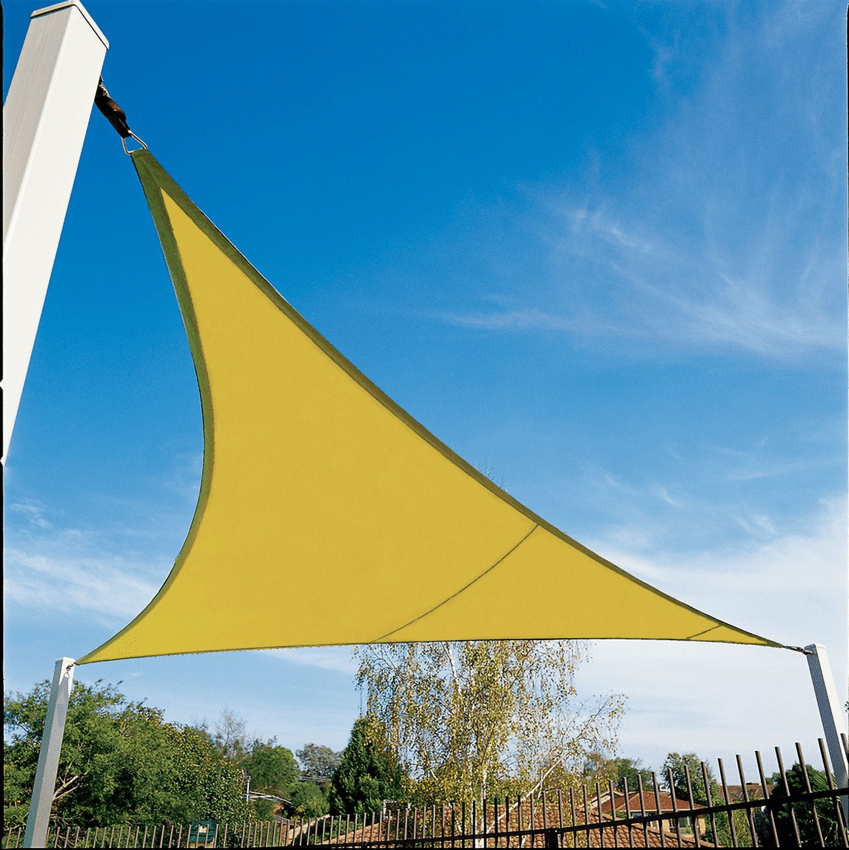 Coolaroo Coolhaven Outdoor Sun Shade Sail With Hardware Kit 95% UV Block Protection for Garden, Patio, Backyard, 18' Triangle, Sahara