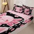 thumbnail image 3 of Erosebridal Kawaii Axolotl Zipper Twin Comforter Sets with Fitted Sheet and 2 Pillowcases,Cherry Blossom Stars Print Zipper Bedding Set For Girls,Pink Reversible,4-Piece, 3 of 7