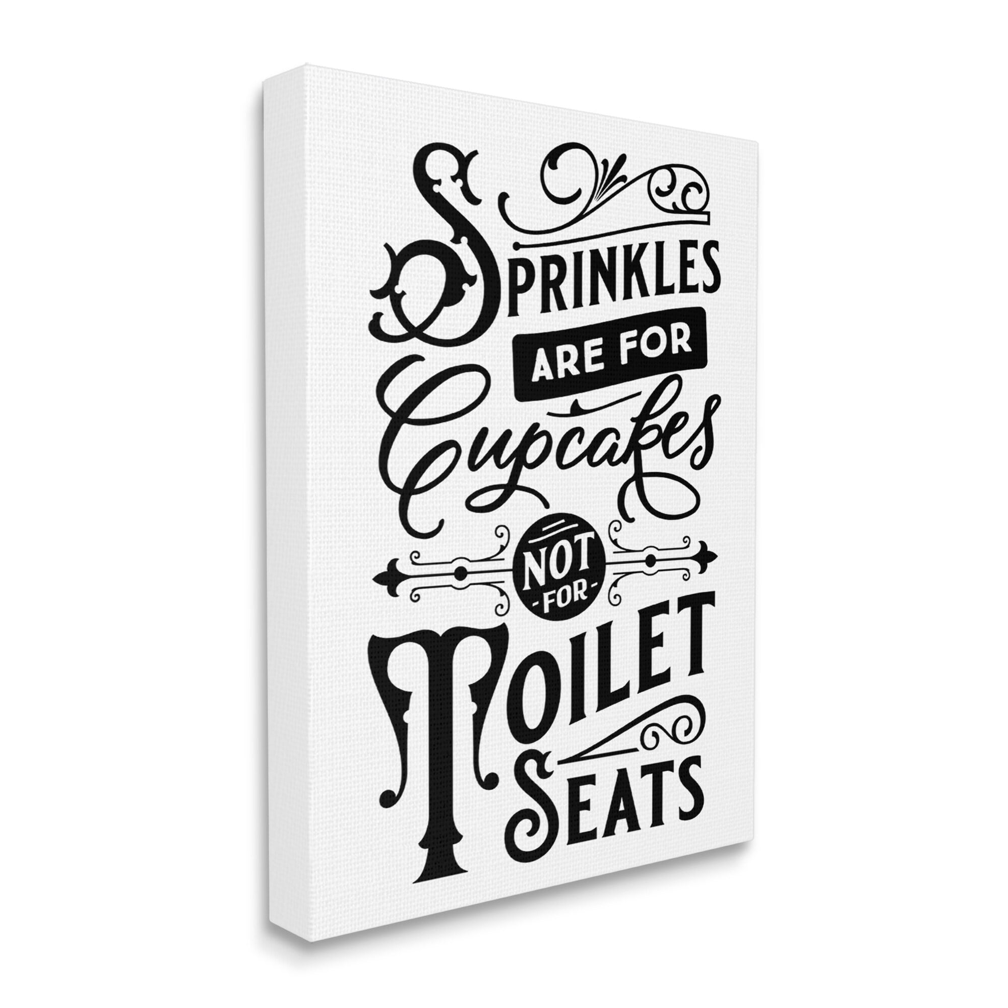 Stupell Industries Humorous Bathroom Toilet Seat Phrase Vintage Typography Graphic Art Gallery Wrapped Canvas Print Wall Art, Design by Lettered and Lined