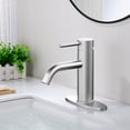 thumbnail image 3 of Bathroom Faucet, Silver Bathroom Faucet Single Handle Bathroom Faucet Modern Single Hole Faucet Bathroom with Pop-up Sink Drain Stopper & Deck Plate 1 or 3 Hole Bathroom Faucet(Brushed Silver), 3 of 6