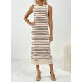 thumbnail image 6 of Michellecmm Women's Summer Knit Tank Dress Stripe Print Sleeveless Round Neck Slim Long Dress, 6 of 9