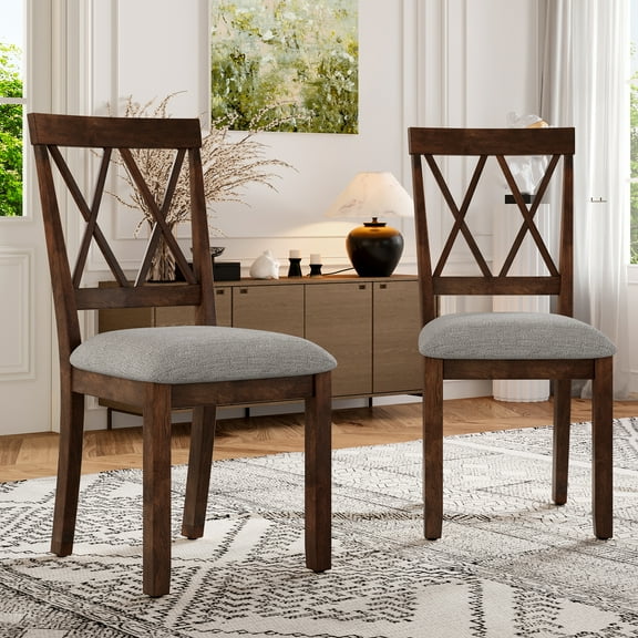 Dining Room Chairs Set of 2, Diner Chairs Upholstered Fabric Side Stylish Kitchen Chairs, Brown