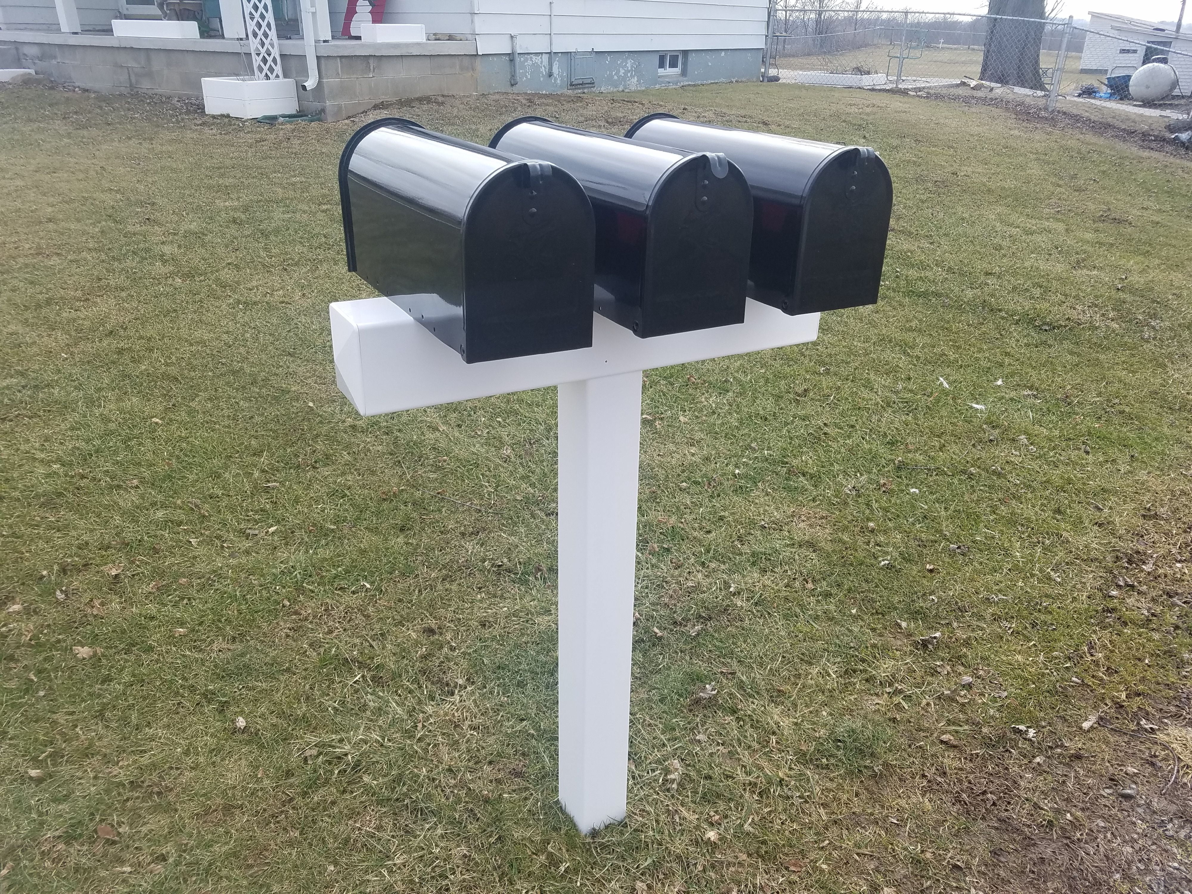Handy Post 3 Mailboxes, HP-1W3, Heavy Duty, Lifetime Warrantied, White, Vinyl, Sleeve