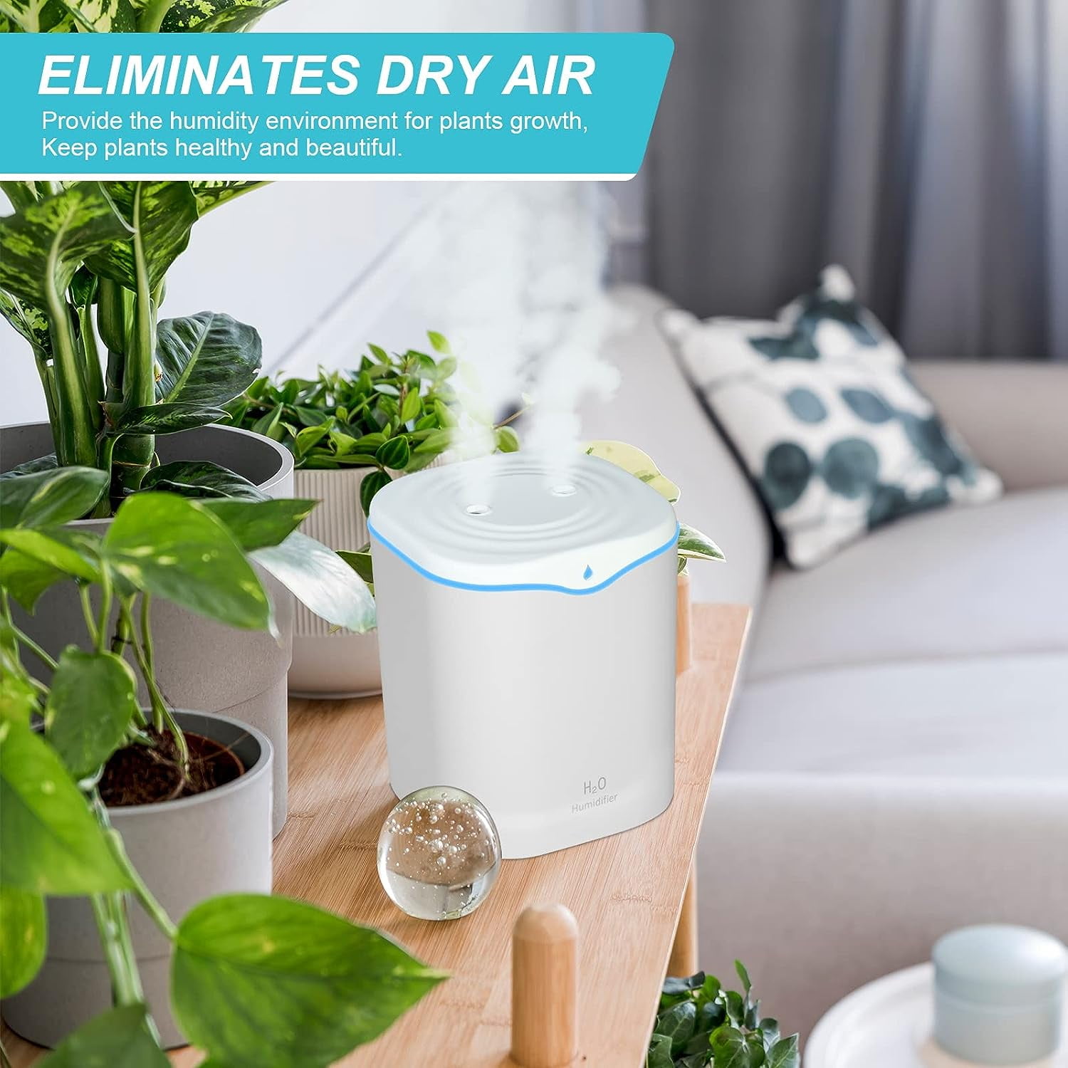 RAPOBRIX 2L Small Cool Mist Humidifier for Bedroom - Portable USB Quiet Ultrasonic with 2 Mist Modes & Colorful Lights