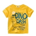 thumbnail image 2 of XFHLMJFF Boys Shirts Short Sleeve Baby Cartoon Dinosaur Print Crewneck Kids Toddler Basic Tees Casual Tops Size 4-5Y, 2 of 7