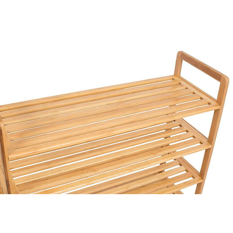 6-Tier Foldable Bamboo Shoe Shelf Multifunctional Free Standing Shoe Rack ,Tool-free Space Saving Storage Shelf for Home Entryway Hallway Balcony  Living Room [Size:94 * 50 * 28cm] - Natural price in Saudi Arabia