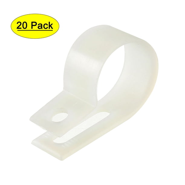 Organizador de Clips de Abrazadera R de Nylon para Gestión de Cables, Ajuste para Diámetro de Cable 15-19mm, 20 Pcs