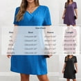 thumbnail image 3 of IUYRTFE Women Solid Color Short Sleeve V Neck Ribbed Dress Casual Loose Fit Summer Mini Dress, 3 of 6