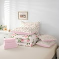 thumbnail image 6 of Manfei Pink Rose Floral Twin Bedding Sets 7-Piece for Kids, Cartoon Boho Flower Bedding Comforter Set, Simple French Style Reversible Sheet Sets, Super Cozy Room Decor, 6 of 8