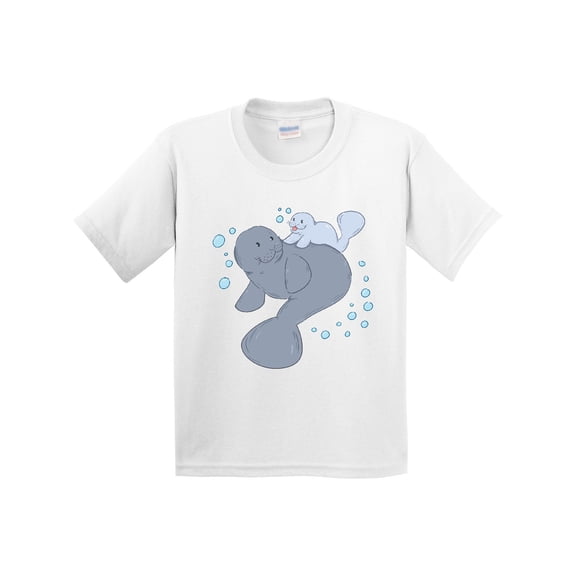 Inktastic Cute Manatees with Bubbles Youth T-Shirt