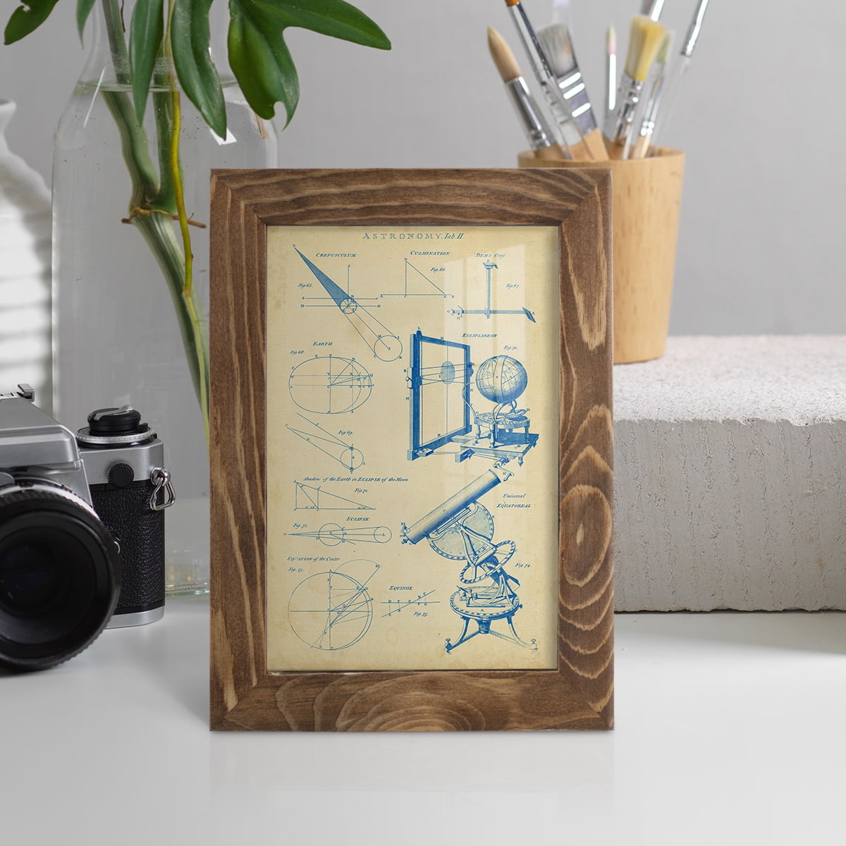 Vintage Astronomy II -Framed Print w/glass-Walnut